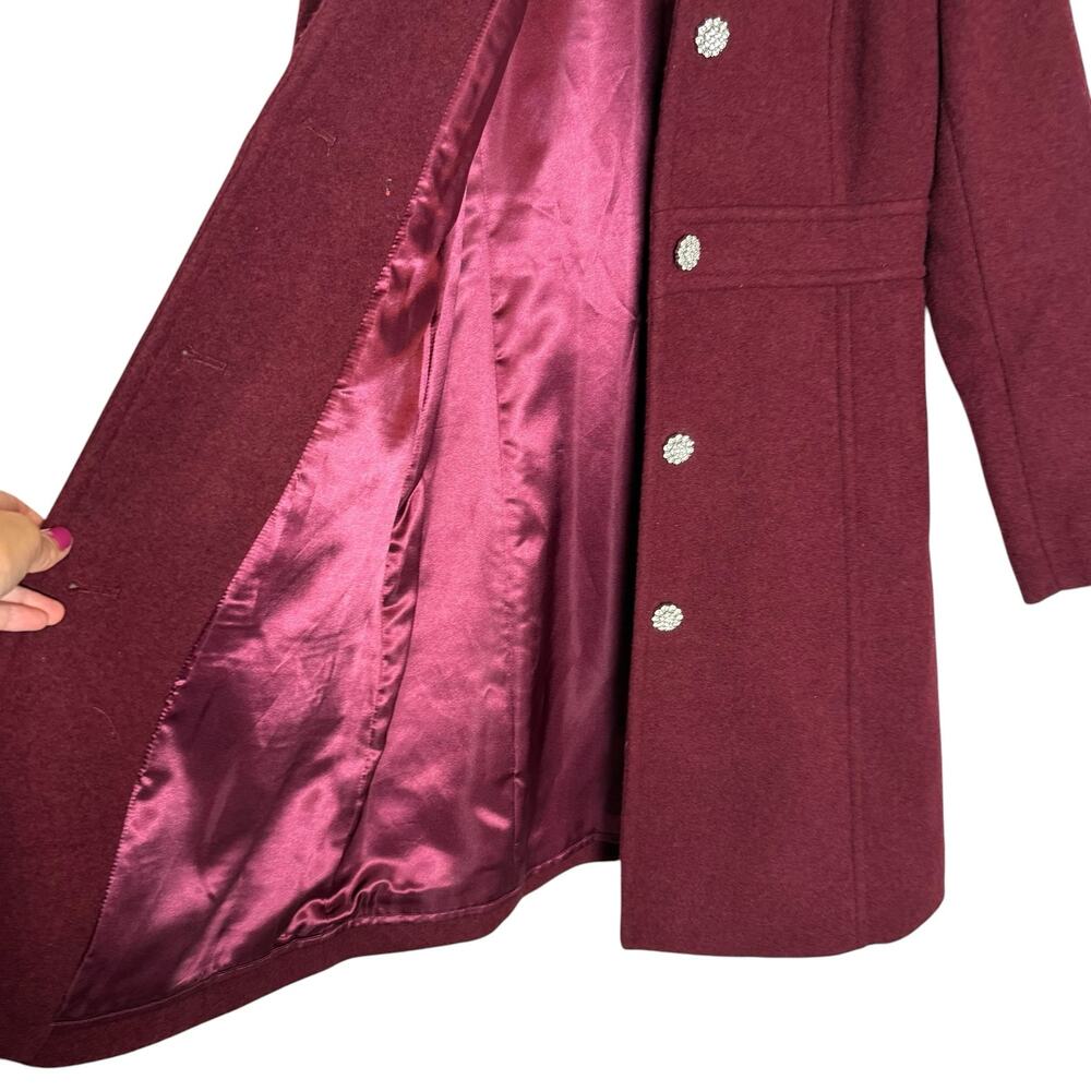 J.Crew Red Wool Lady Day Jeweled Rhinestone Button Coat Size 0 Petite - Picture 8 of 12